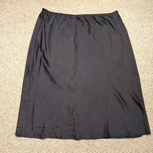 Old Navy Satin Midi Slip Skirt Womens 3X Black Stretchy Slit Goth